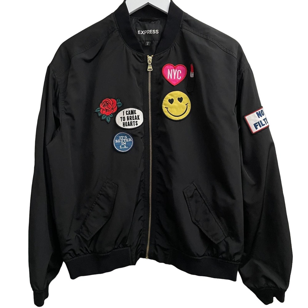 Express Patch Bomber Jacket Size M - image 1
